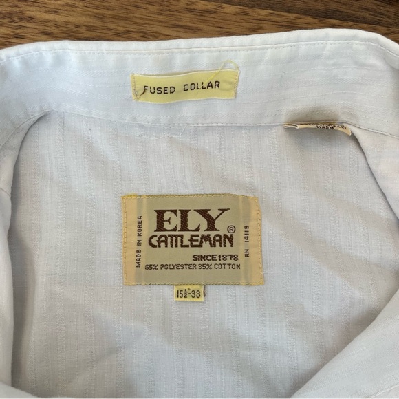 Vintage Ely Cattleman Fused Collar Western Shirt - White - Picture 7 of 8